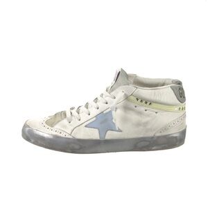Golden Goose Women's White and Light Blue Mid Star Sneakers